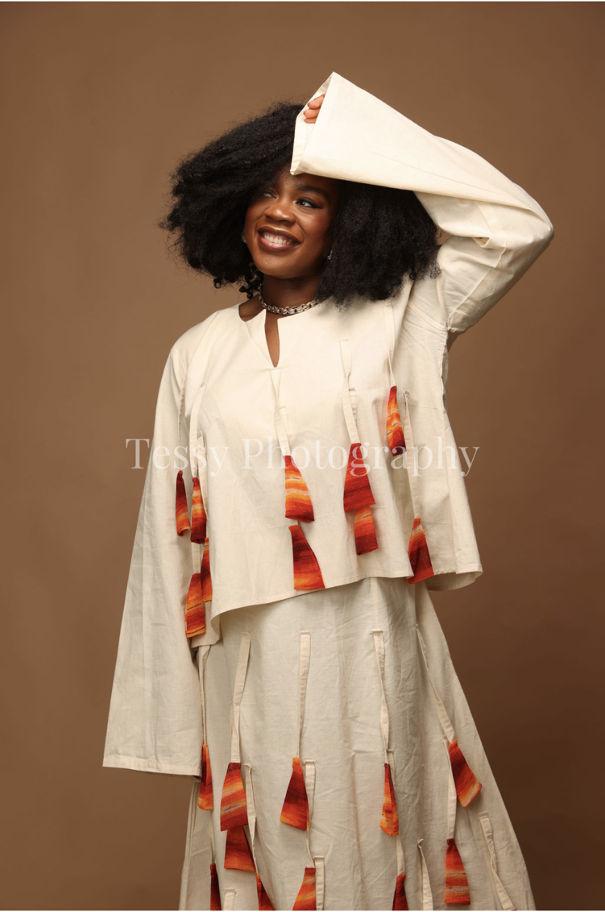 Dr Mamobo Ogoro in an editorial cream outfit